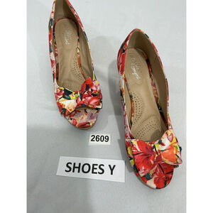 Womans Dex Flex Comfort 9 Pink Muliicolor Slip On Open Toe Cork Wedge Sandal